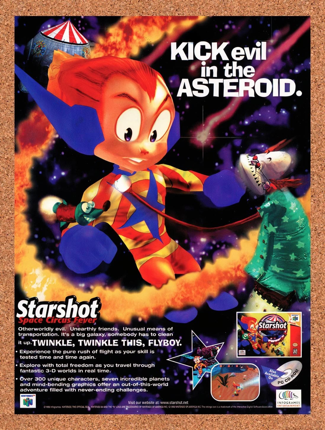 1999 Starshot Space Circus Fever N64 Original Advertisement / Retro Promo v1