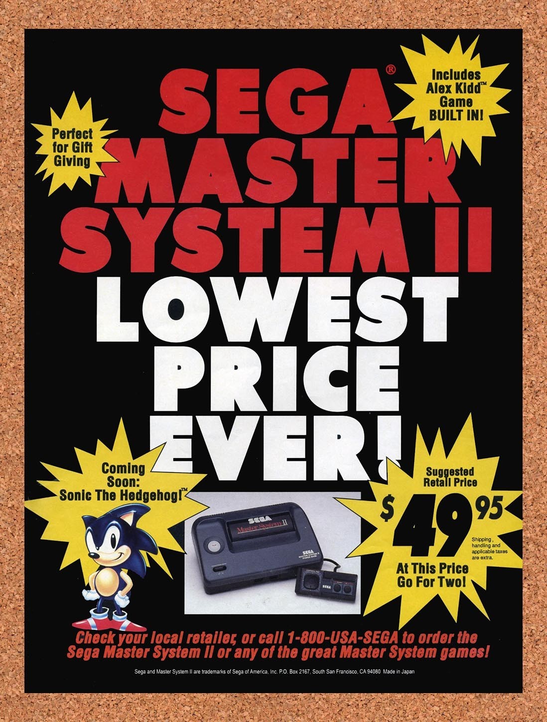 1991 Sega Master System Console Original Advertisement / Retro Promo vc2