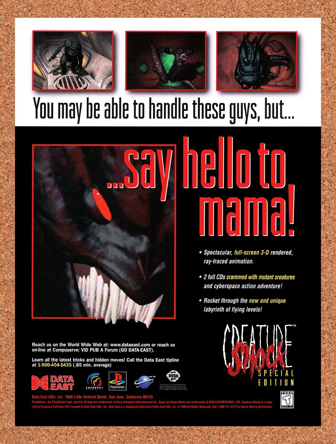 1996 Creature Shock PS1 Original Advertisement / Retro Promo v1