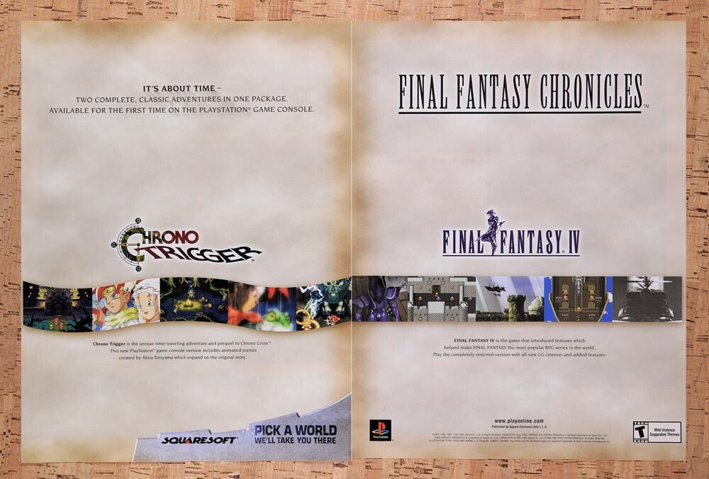 2001 Final Fantasy Chronicles PS1 Original Advertisement / Retro Wall Art v1