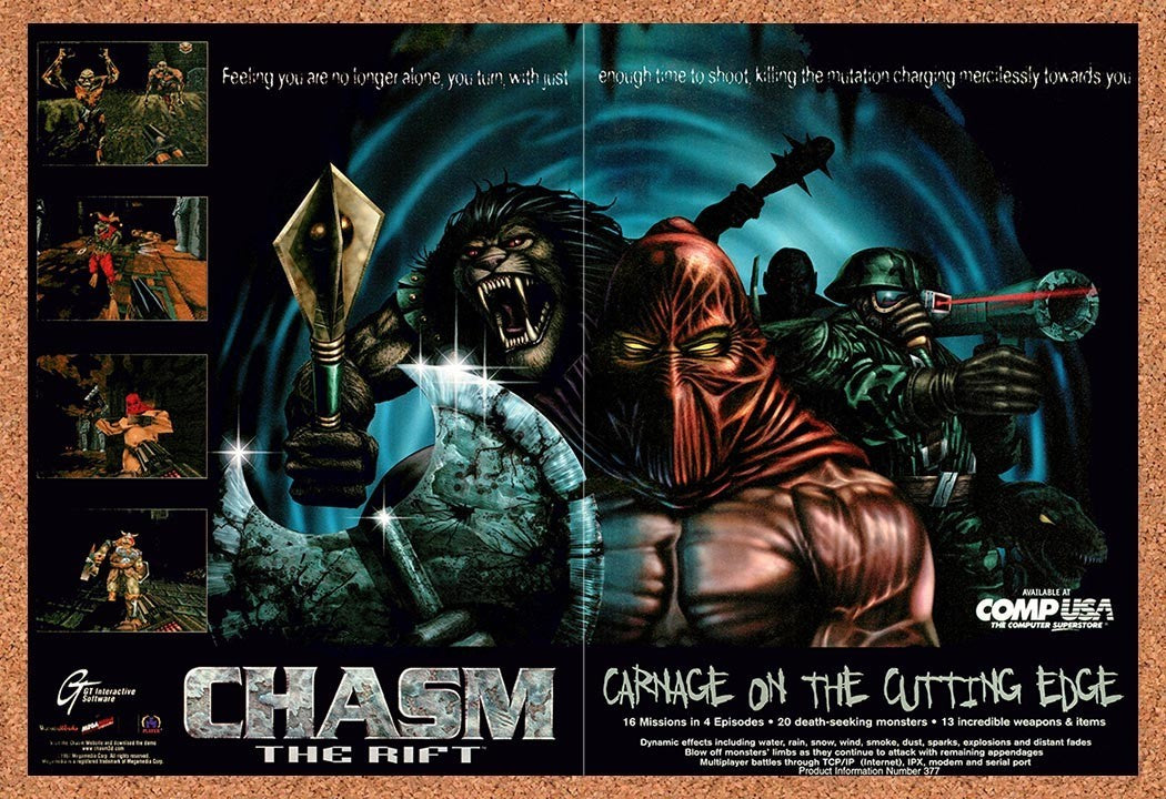1997 Chasm The Rift PC Original Advertisement / Retro Promo v1