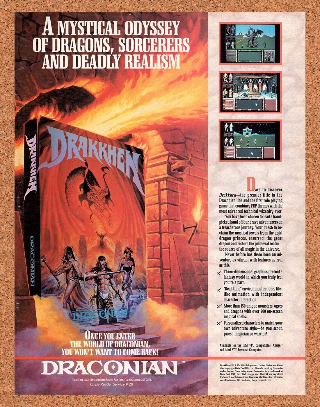 Drakkhen IBM Original 1989 Vintage Ad - Video Game Promo