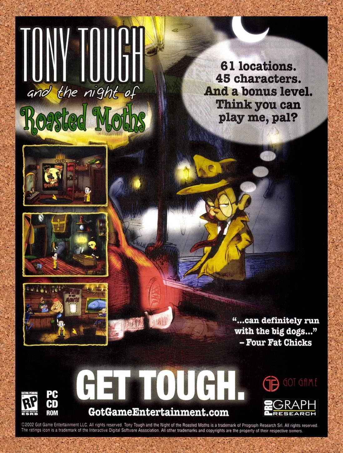 2002 Tony Tough And The Night Of Roasted Moths PC Original Ad / Promo v1