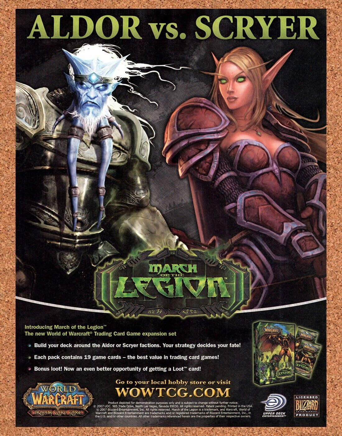 World Of WarCraft March Of the Legion Card Game Original 2008 Vintage Ad - Promo
