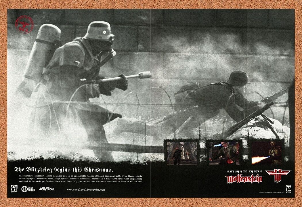 Wolfenstein PC Original 2003 Ad Authentic id Christmas Release Video Game Promo