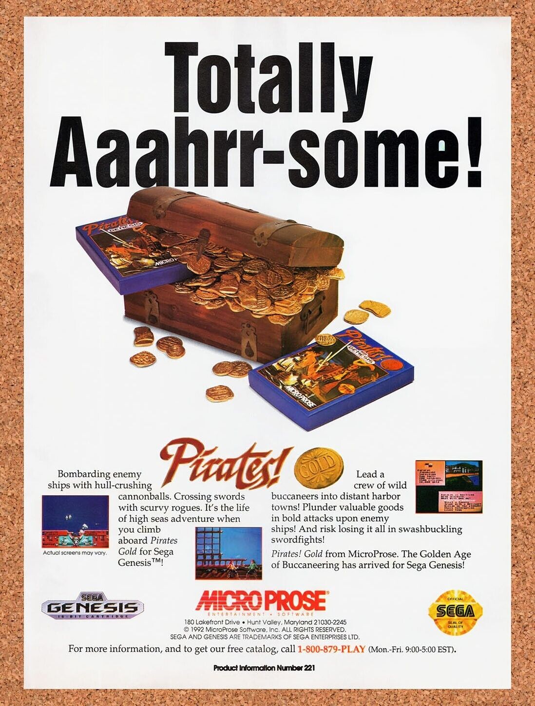 1993 Pirates! NES Original Advertisement / Retro Wall Art v3