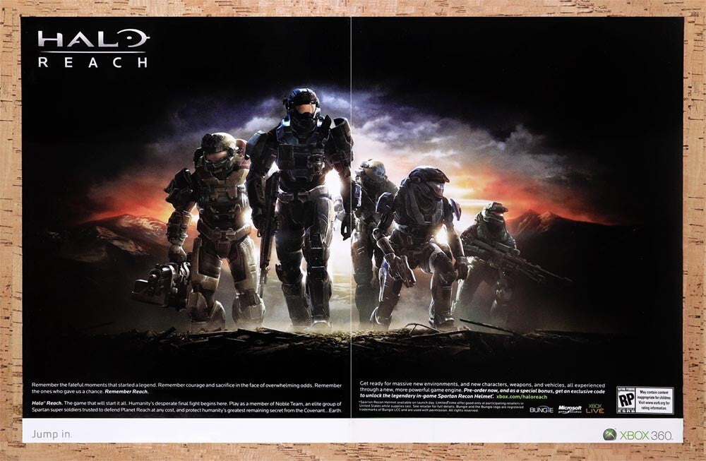 2010 Halo Reach Xbox 360 Original Advertisement / Retro Wall Art v2