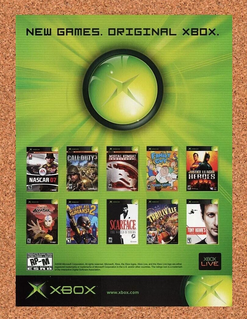 Microsoft Xbox Original 2008 Ad Authentic Microsoft Game Console Promo