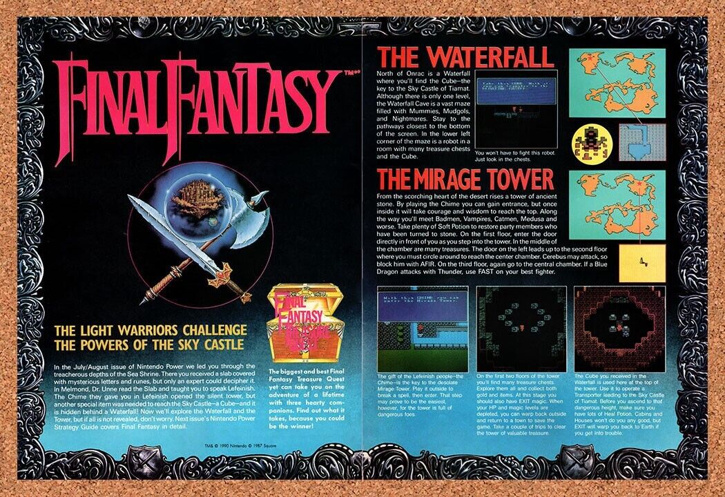 1990 Final Fantasy NES Original Advertisement / Retro Wall Art v2