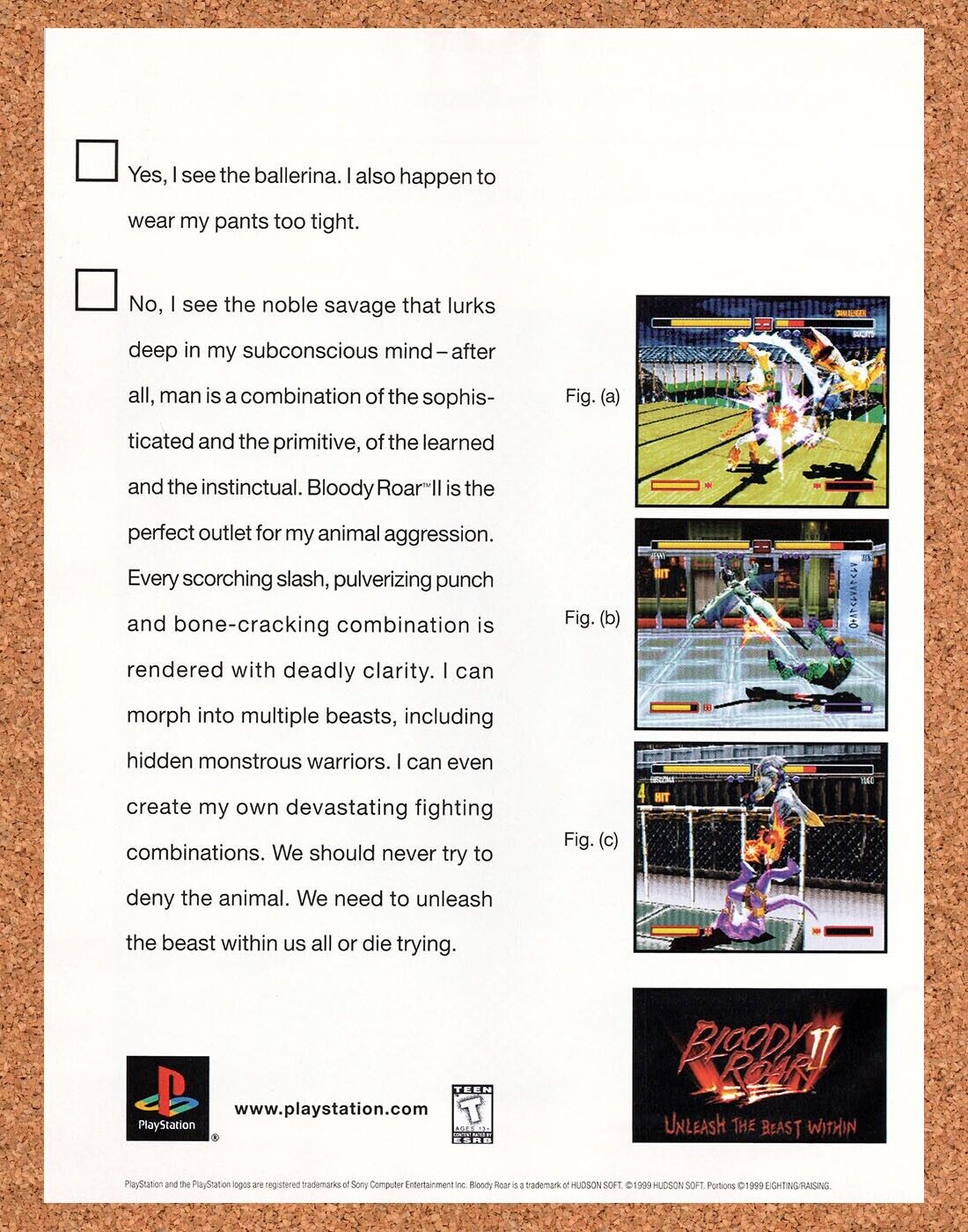 1999 Bloody Roar II PS1 Original Advertisement / Retro Wall Art v1