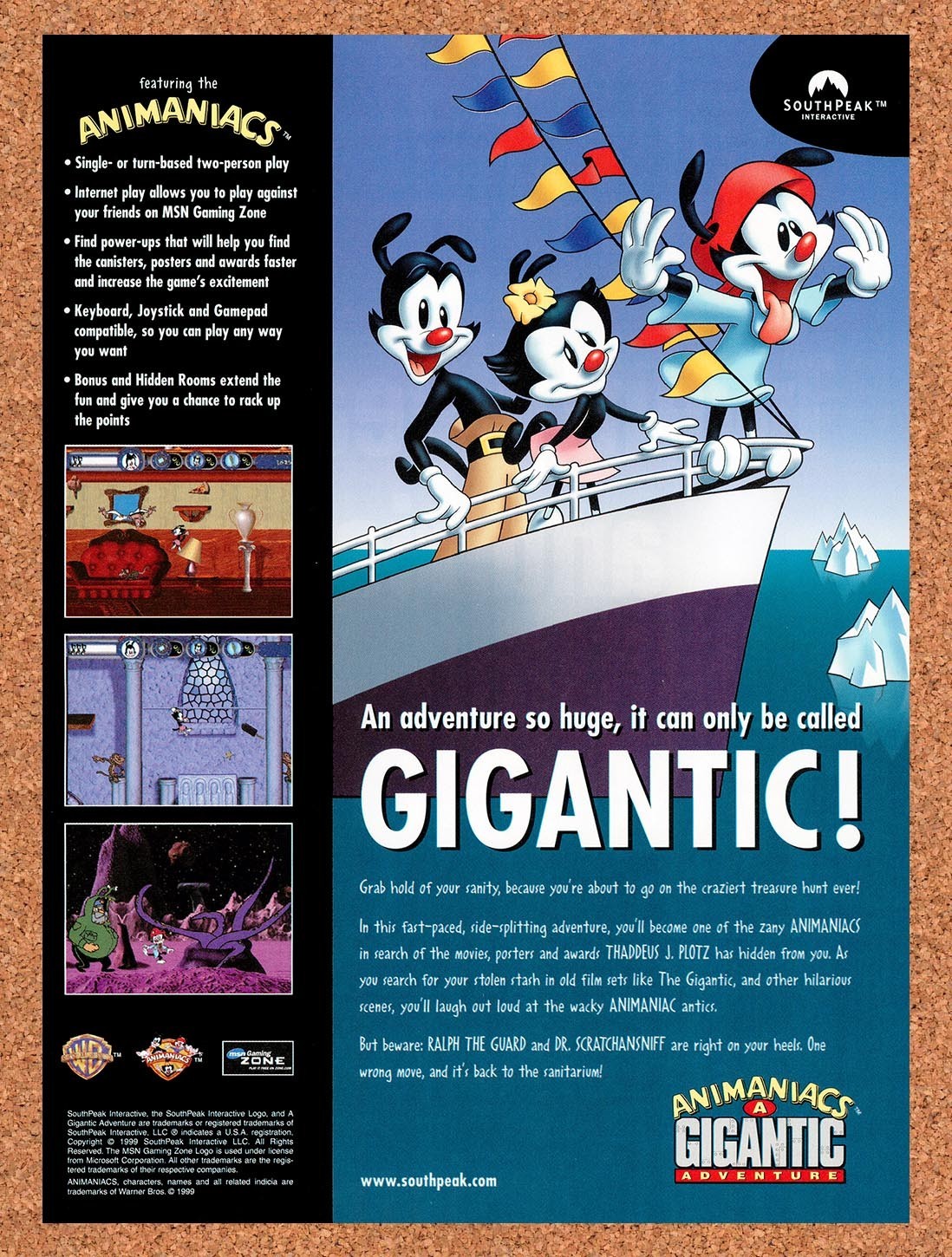 1999 Animaniacs A Gigantic Adventure PC Original Advertisement / Retro Promo v1