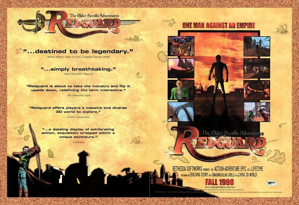 1998 Elder Scrolls Adventures RedGuard PC Original Ad / Retro Wall Art v2