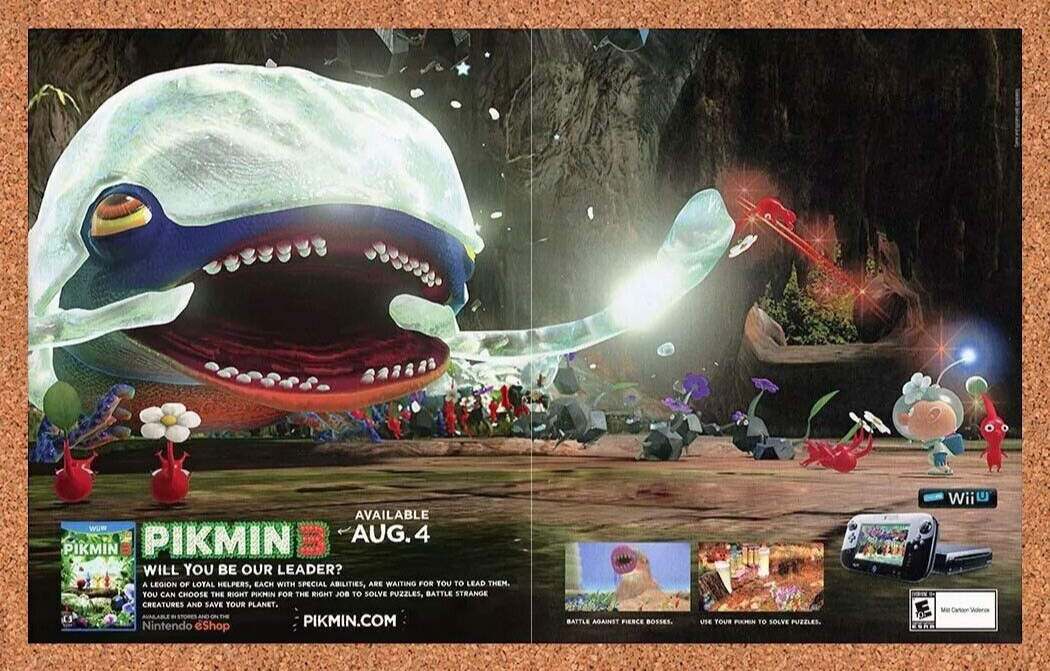 Pikmin 3 Wii U Original 2014 Ad Authentic Nintendo Video Game Promo Artwork