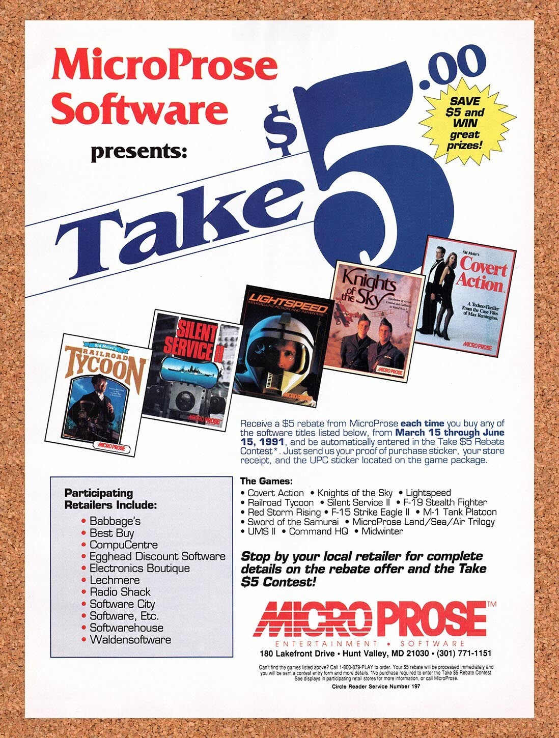1991 MicroProse PC Games Original Advertisement / Retro Wall Art v6