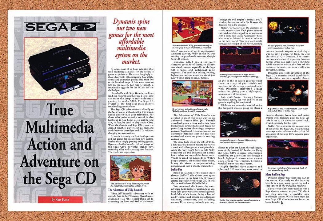 1993 Sega CD Dynamix Games Original Advertisement / Retro Wall Art v11