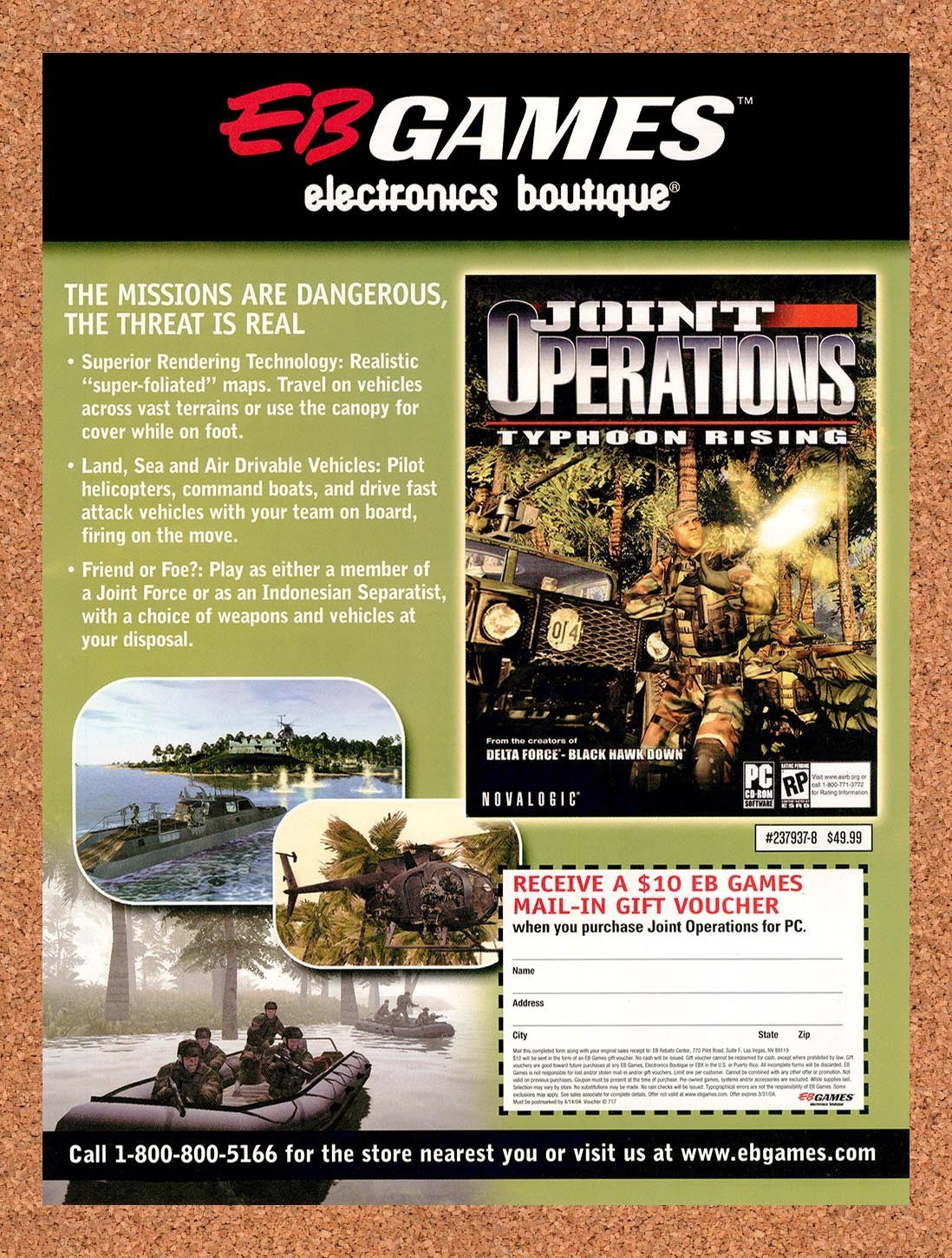 2004 Joint Operations Typhoon Rising EB Games Original Advertisement / Promo v1