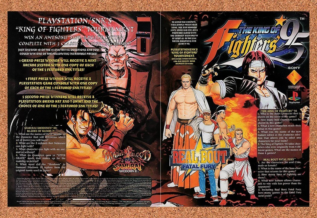 1997 Samurai Shodown 3 Blades Blood King Of Fighters Tournament Original Ad v1