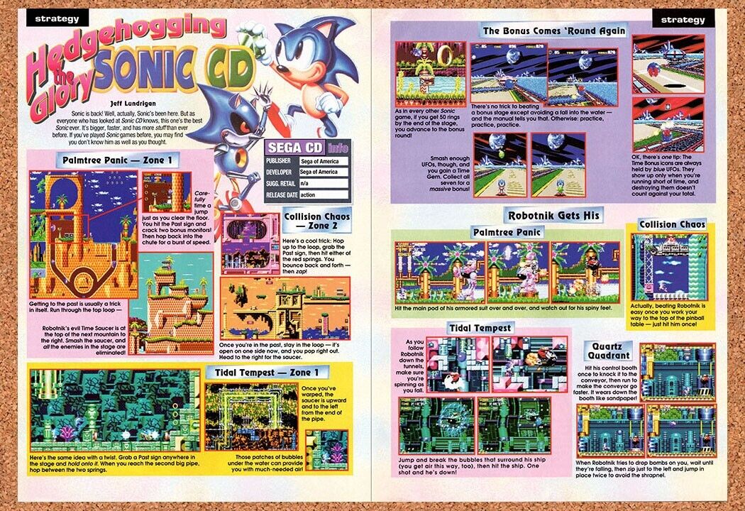 1994 Sonic CD Sega CD Original Advertisement / Retro Wall Art v2