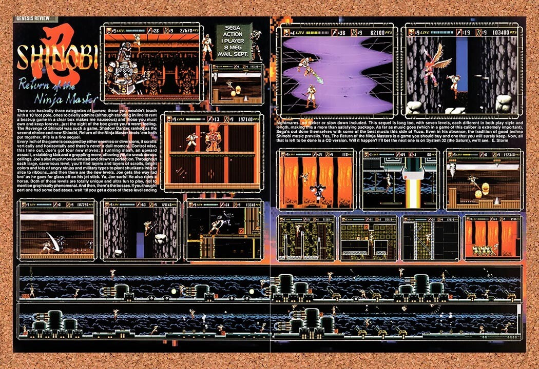 1993 Shinobi 3 Return Of The Ninja Master Genesis Original Ad / Wall Art v4