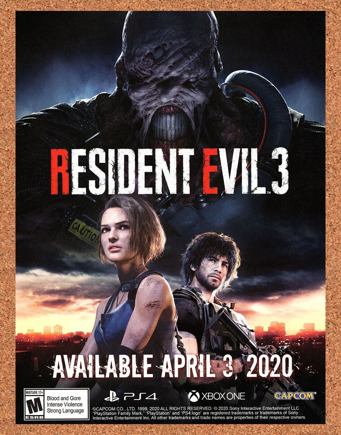 Resident Evil 3 Remake PS4 Original 2020 Ad - Video Game Display Promo