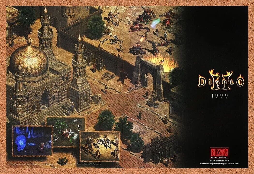 Diablo II PC Original 2001 Ad Authentic Blizzard RPG Art Video Game Promo