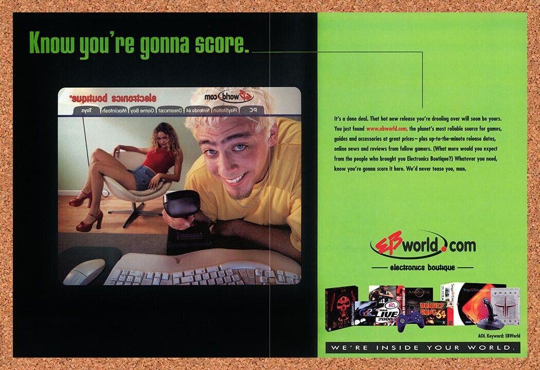 EB World v1 Original 1999 Print Ad Authentic EB Games Nintendo Video Game Promo