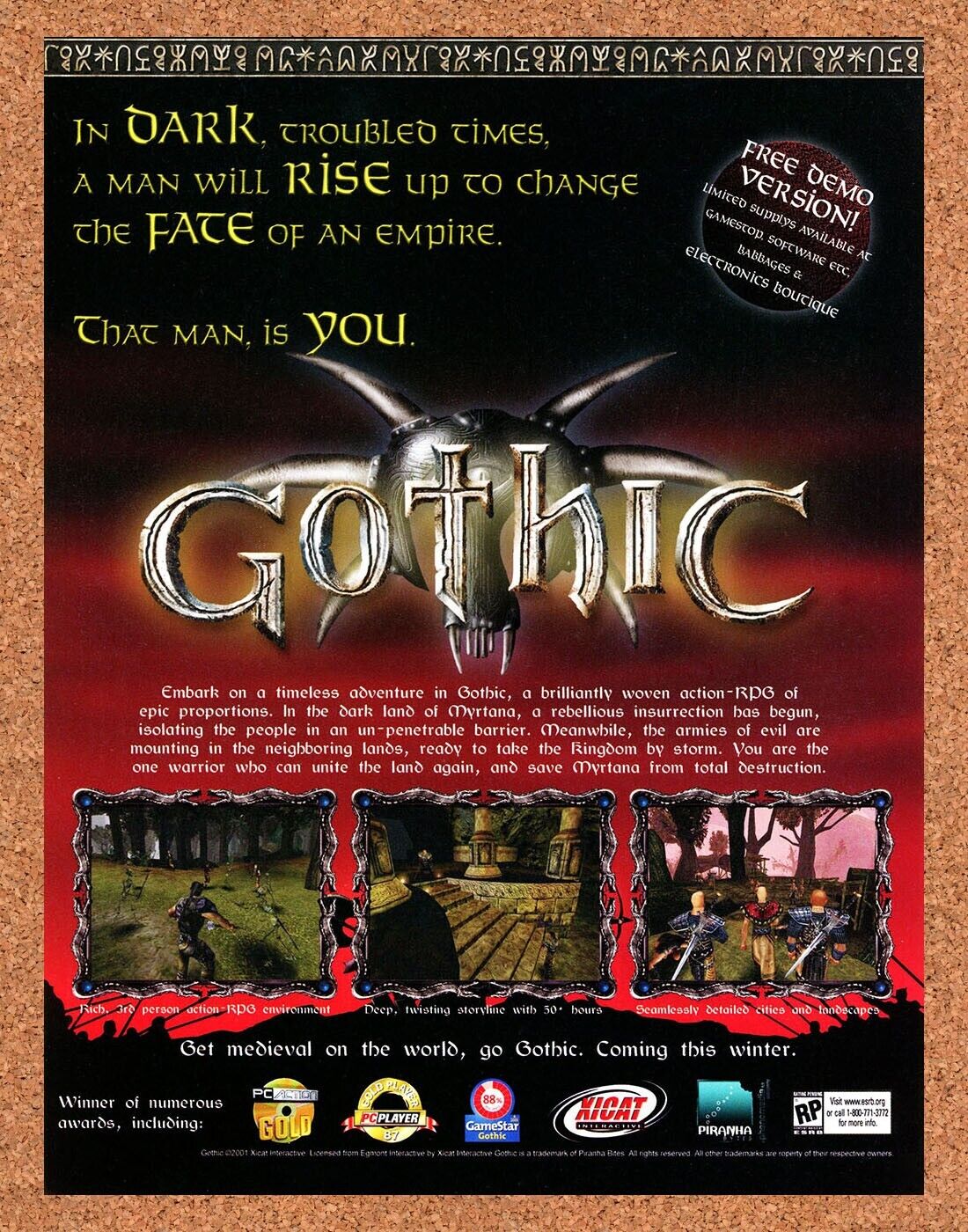 Gothic PC Original 2001 Ad Authentic Retro Role-Playing Video Game Promo