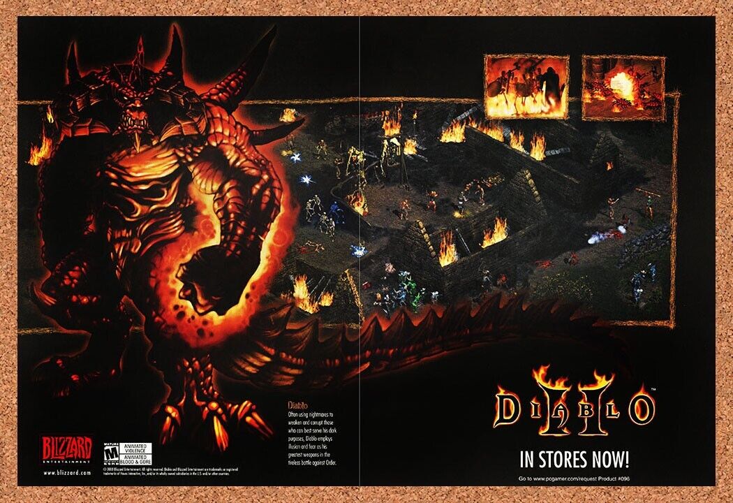Diablo II PC Original 2001 Ad Authentic Blizzard Release Video Game Art Promo