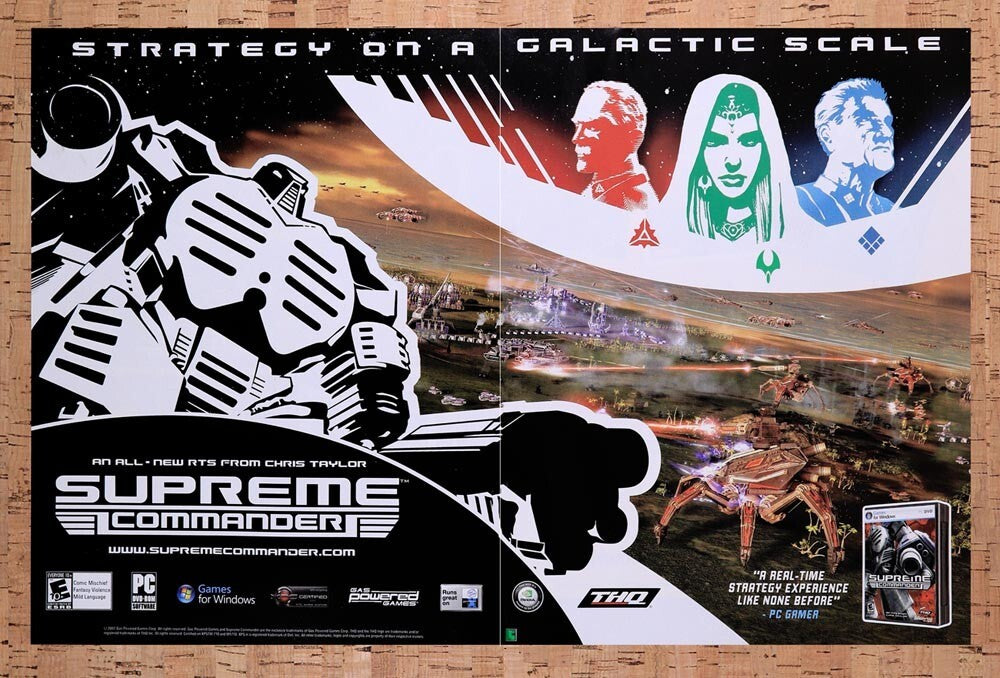 2003 Supreme Commander PC Original Advertisement / Retro Wall Art v2