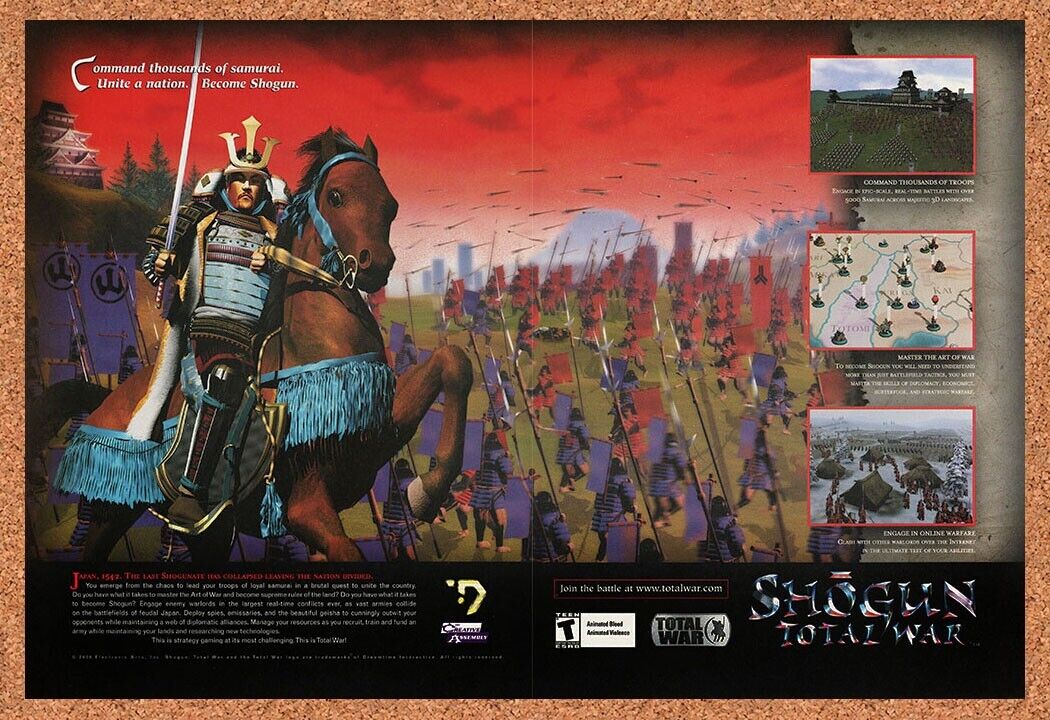 Shogun Total War PC Original 2002 Ad Authentic Samurai RTS Video Game Promo