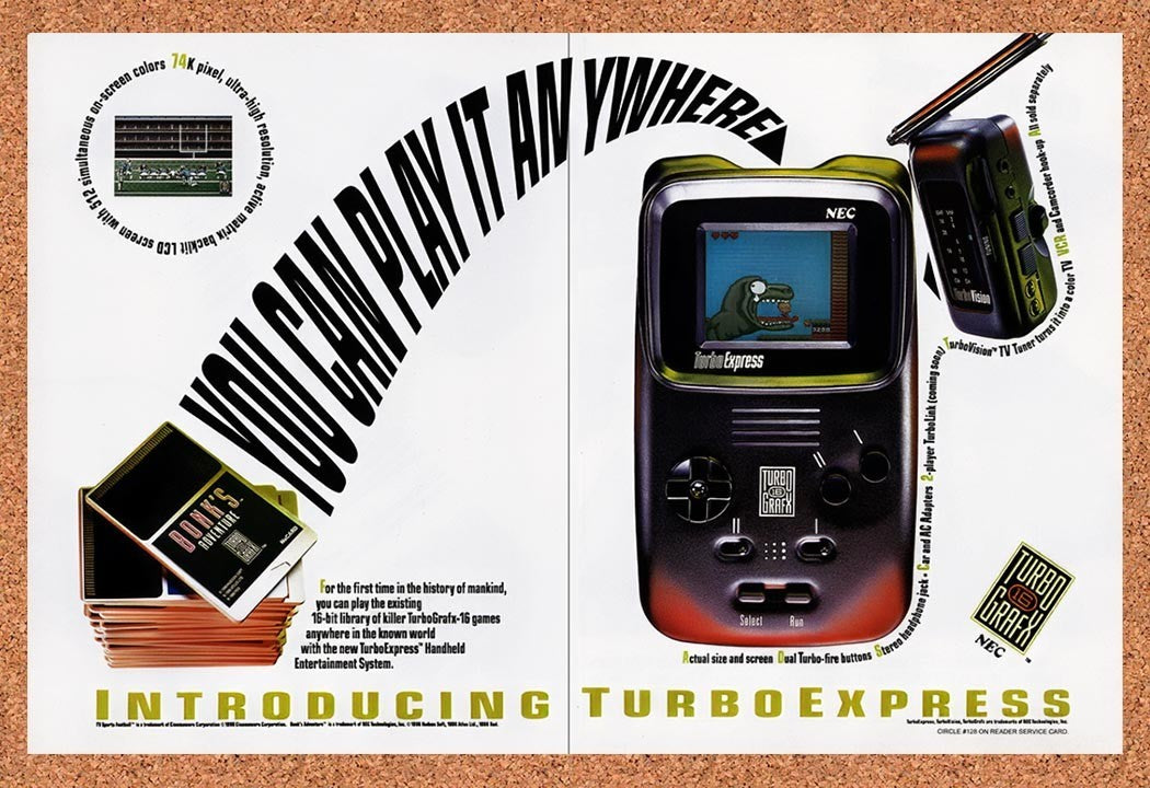 1990 TurboGrafx Express Mobile Gaming Bonk Original Advertisement / Promo v1