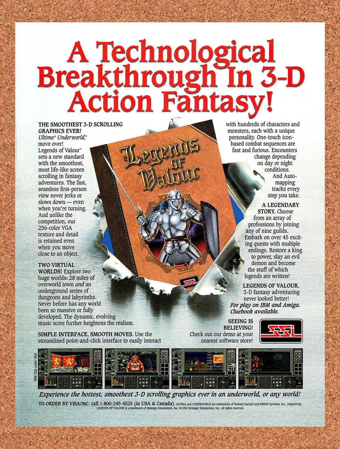 1993 Legends Of Valour Amiga Original Advertisement / Retro Promo v1