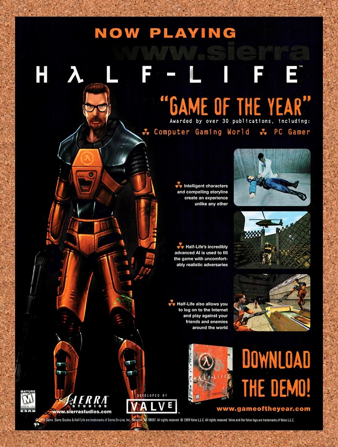 1999 Half-Life GOTY Original Advertisement / Retro Promo v11