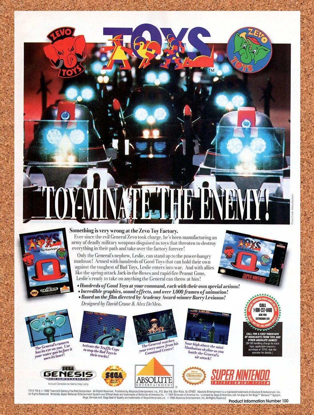 1993 Toys SNES Original Advertisement / Retro Wall Art v1