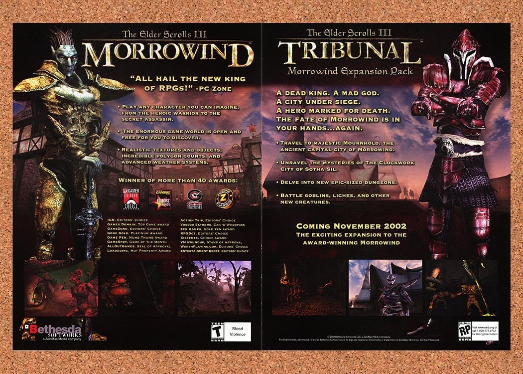2002 Elder Scrolls III Tribunal PC Original Advertisement / Retro Promo v2