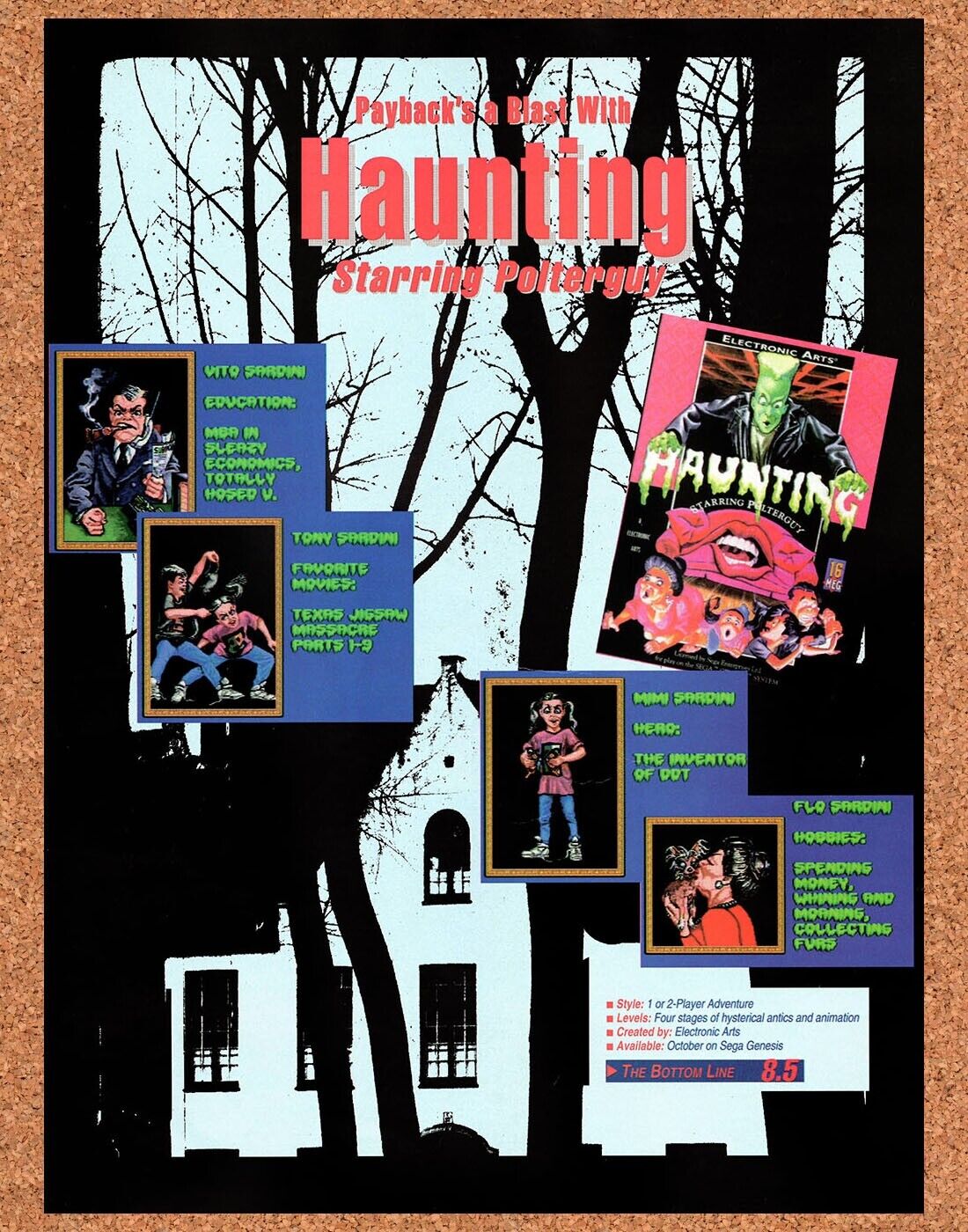 1993 Haunting Starring Polterguy Genesis Original Advertisement / Retro Wall Art