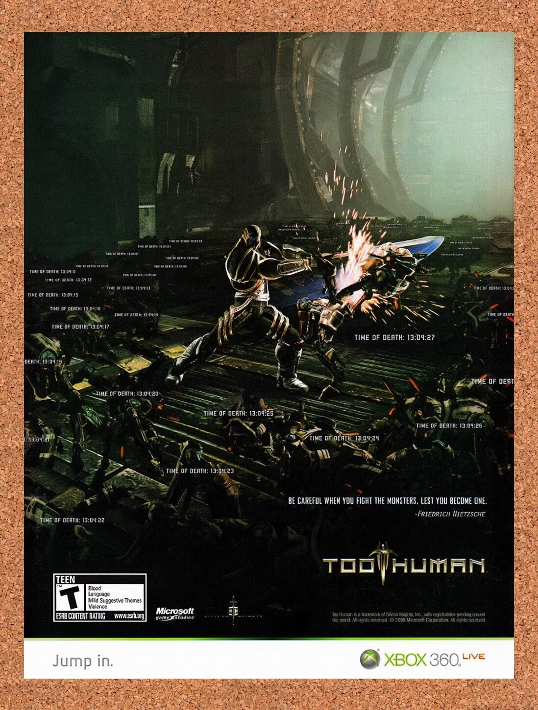 2008 Too Human Xbox 360 Original Advertisement / Retro Wall Art v1