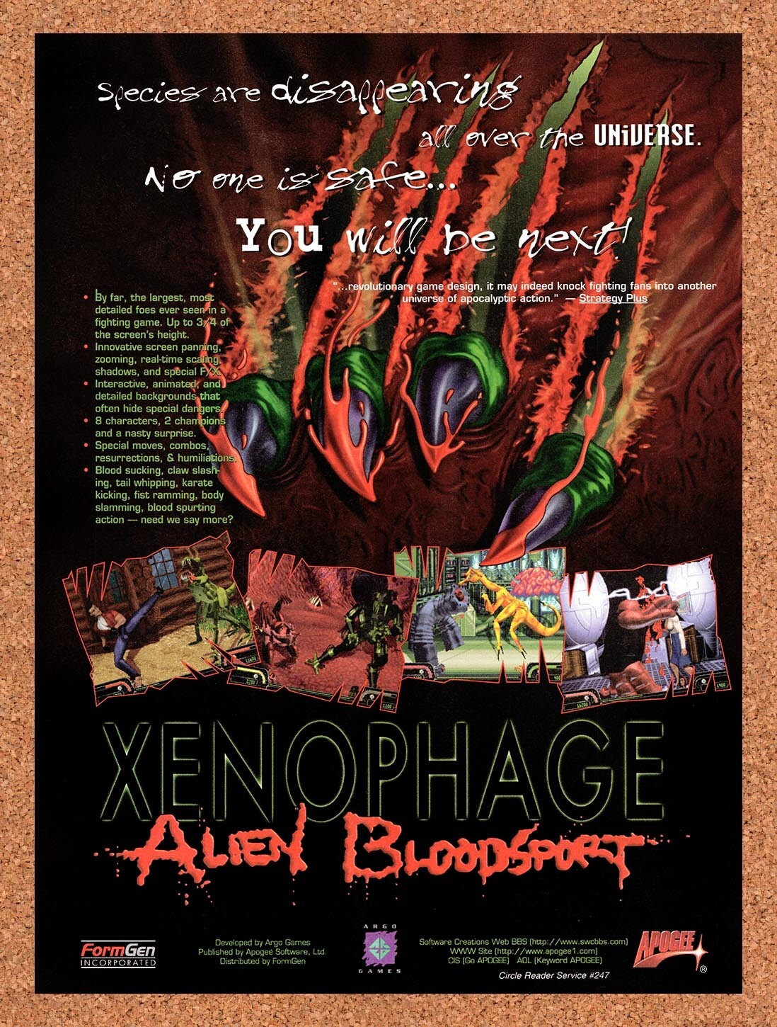 1996 Xenophage Alien Bloodsport PC Original Advertisement / Retro Wall Art v1