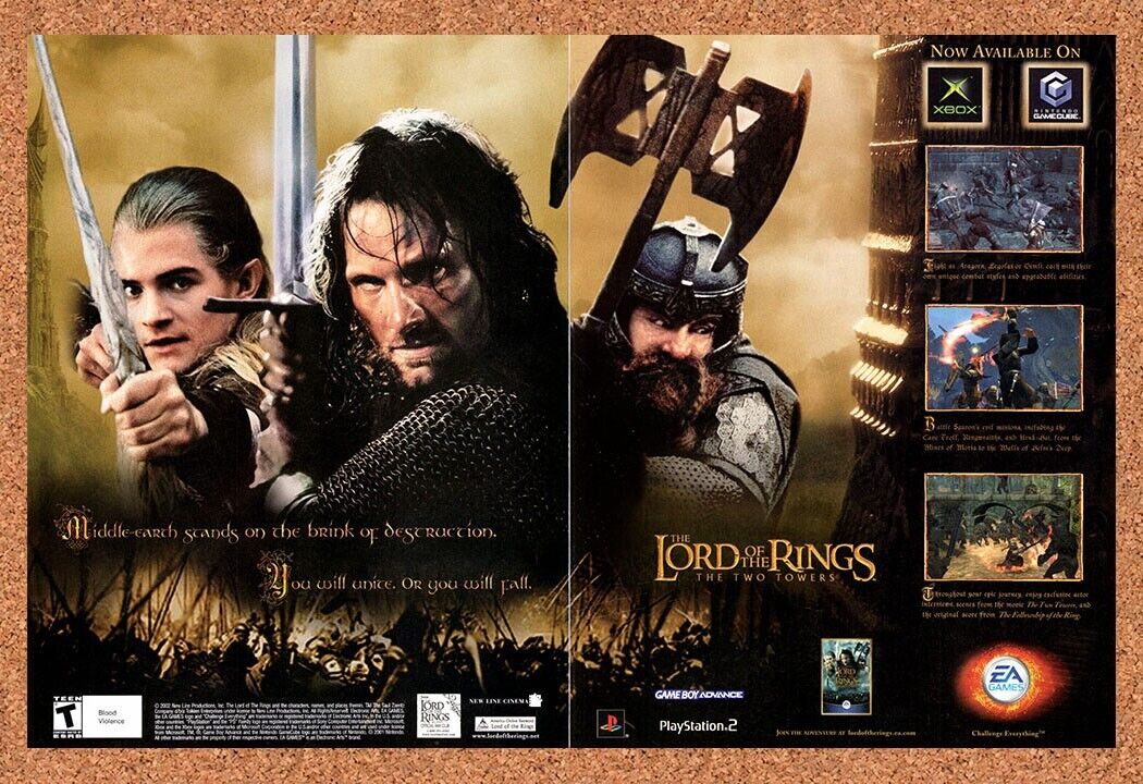 Lord Of The Rings The Two Towers Xbox Original 2003 Vintage Ad - Game Promo