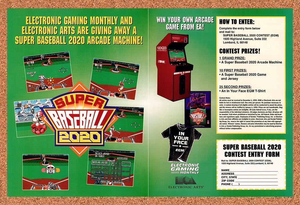 1993 Super Baseball 2021 Electronic Arts Contest Original Ad / Retro Promo v4