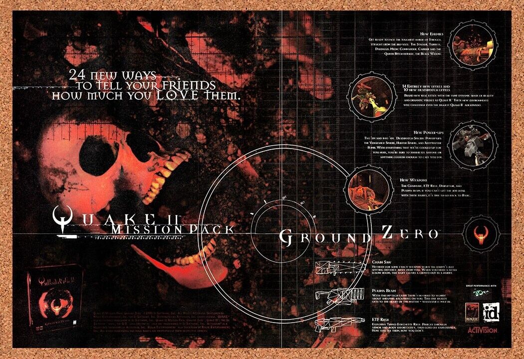 Original 1998 Quake 2 Mission Pack Ground Zero PC Vintage Ad - Video Game Promo
