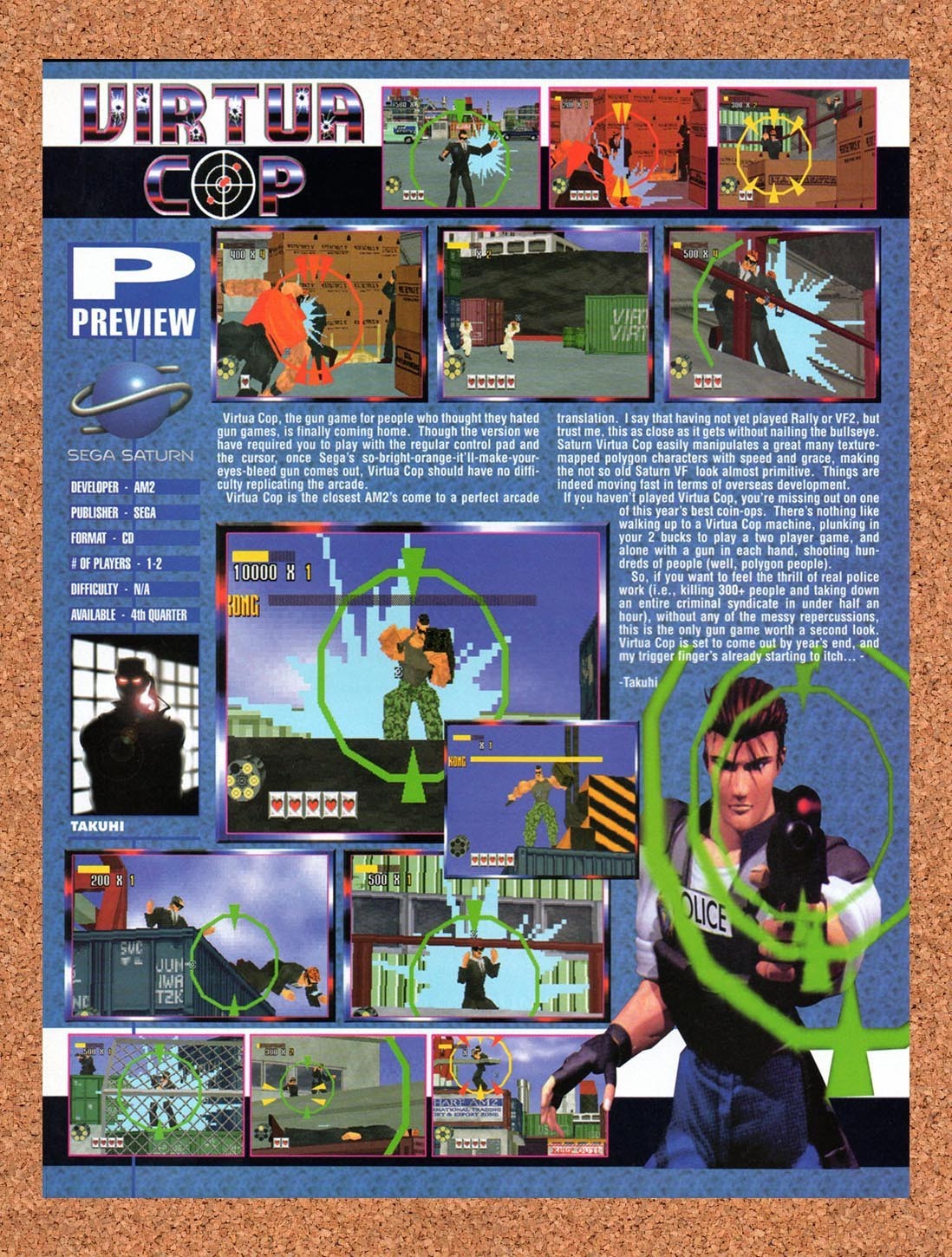 1995 Virtua Cop Saturn Original Advertisement / Retro Promo vr1
