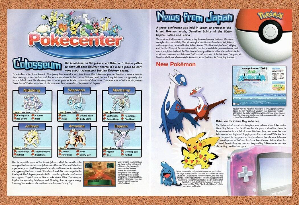 Pokemon GBA Original 2001 Vintage Ad - Game Boy Video Game Japan Review Promo