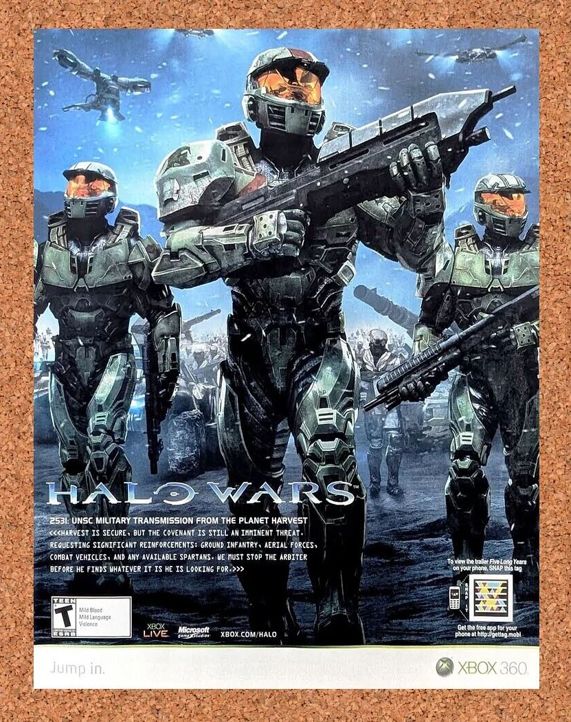Halo Wars Xbox 360 Original 2009 Ad Authentic Spartans FPS Video Game Promo