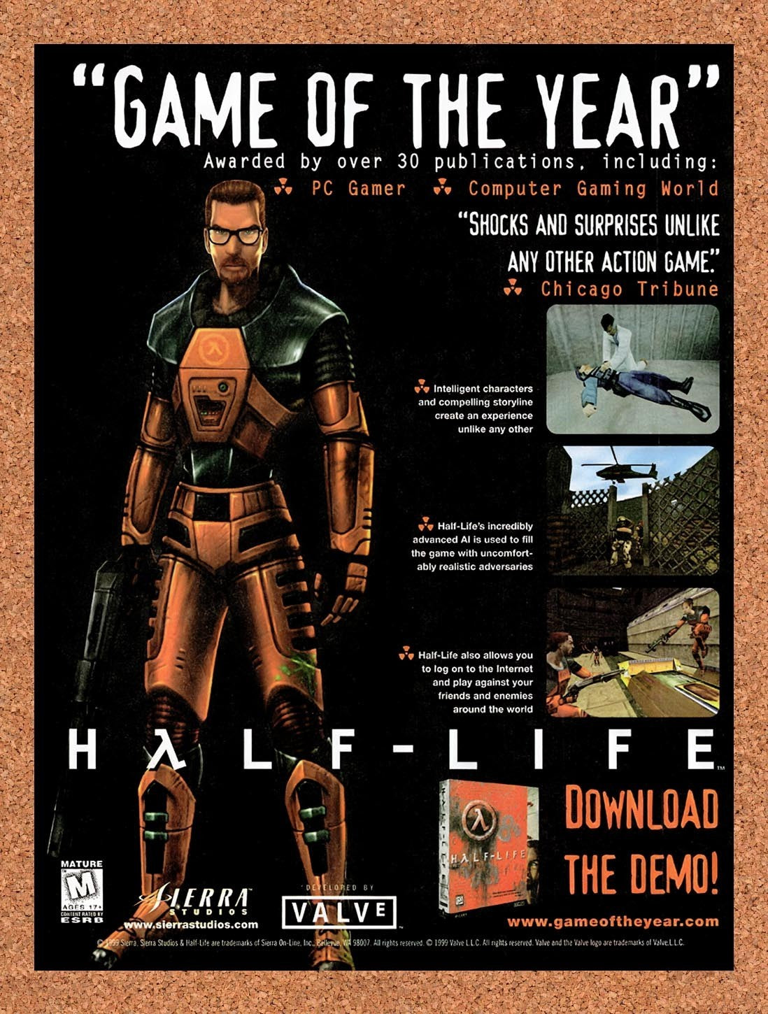 1999 Half-Life GOTY Original Advertisement / Retro Promo v12