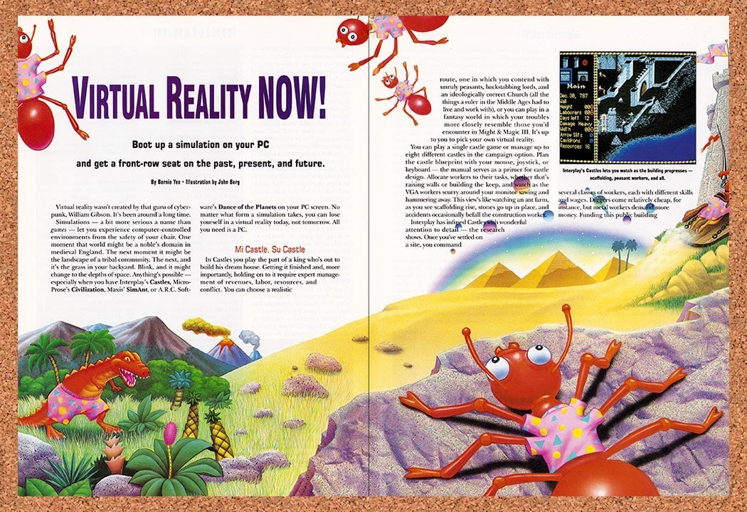 1992 Virtual Reality PC Simulations Original Advertisement / Retro Promo vr1
