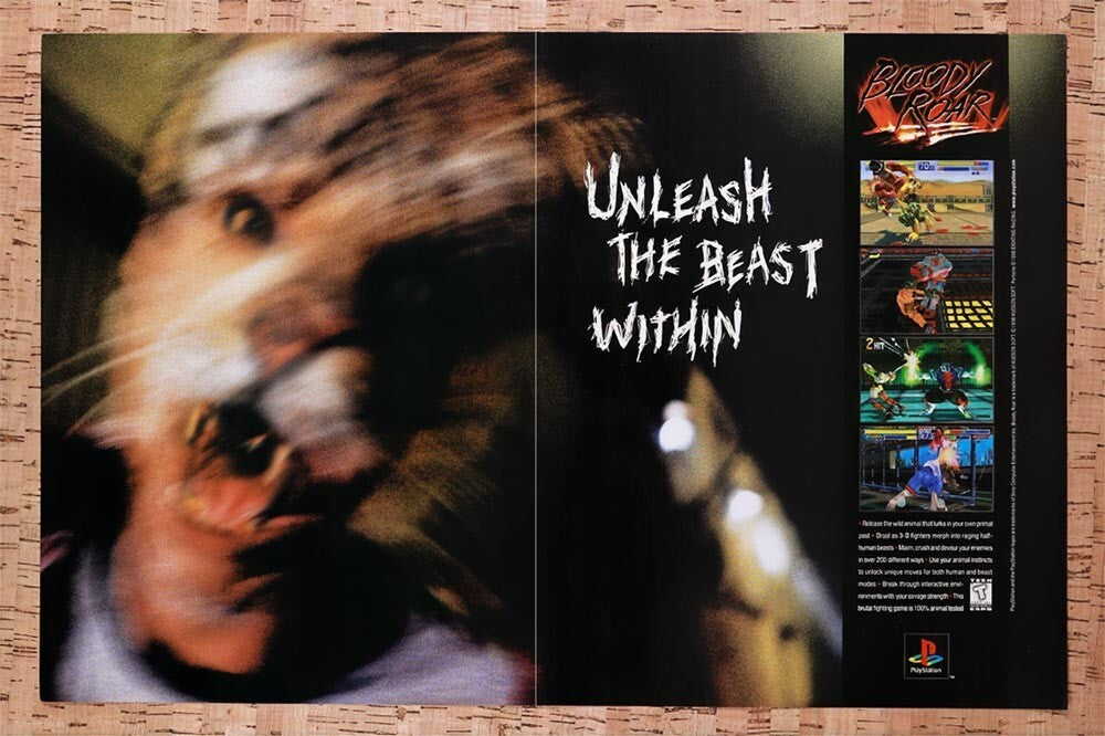 1998 Bloody Roar PS1 Original Advertisement / Retro Wall Art v1