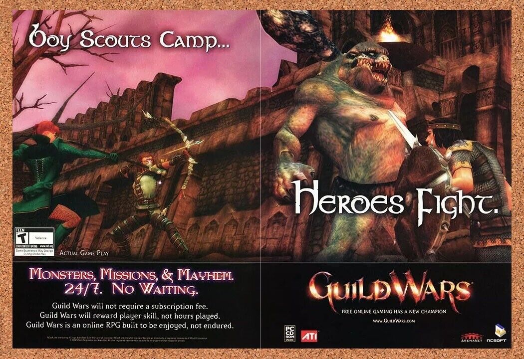 Guild Wars PC Original 2006 Ad Authentic ATI MMORPG Video Game Funny Promo v2