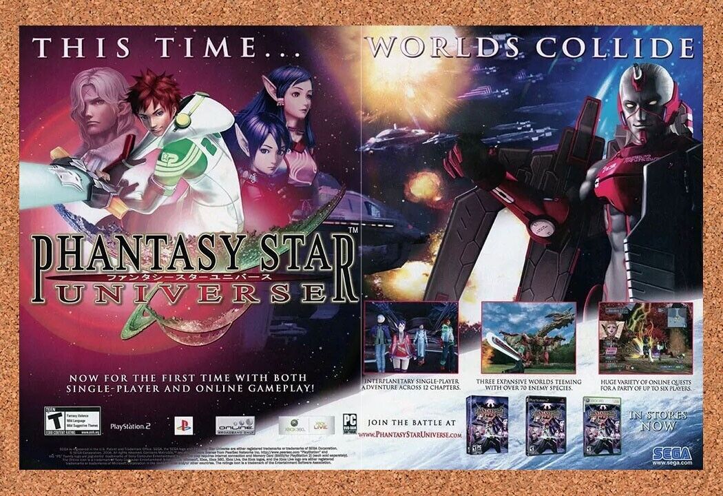 Phantasy Star Universe PS2 Original 2007 Ad Authentic Sega Video Game Promo