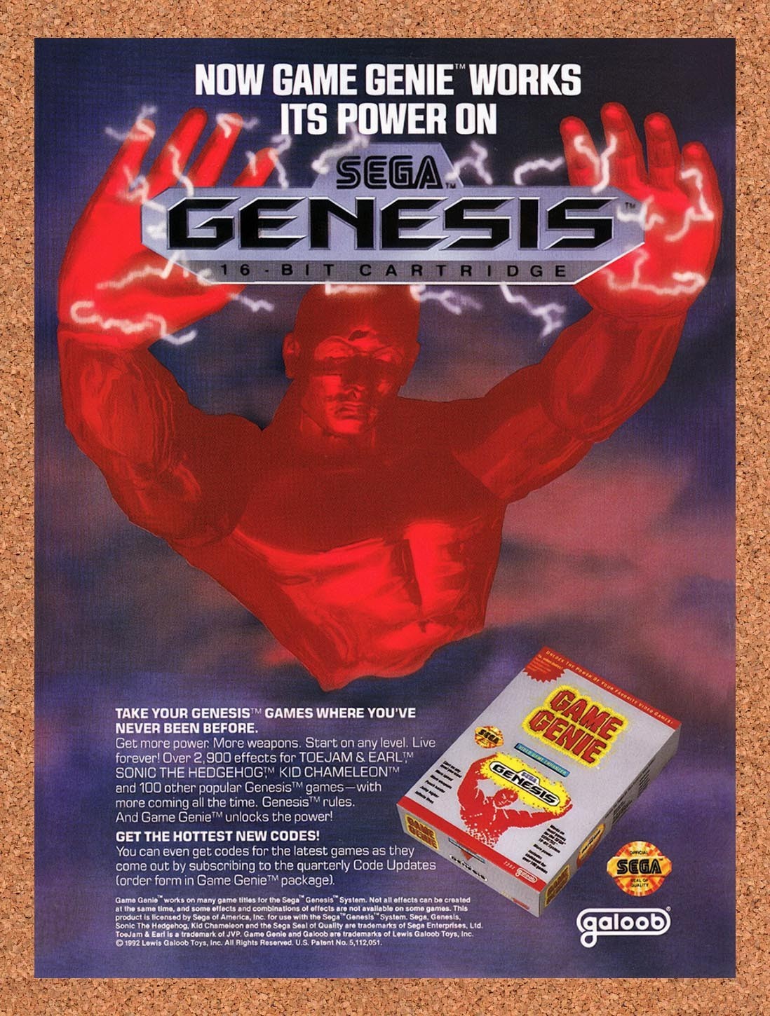 1992 Game Genie Genesis Original Advertisement / Retro Promo v10